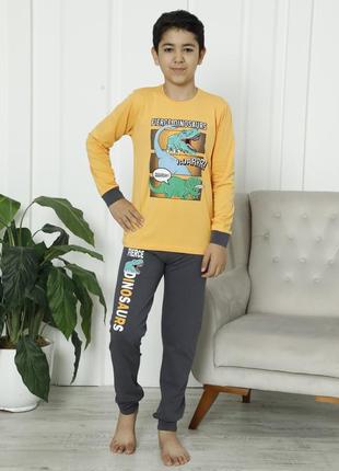 Пижама на мальчика со штанами динозавры размер 8-9, 10-11, 12-13, 14-15