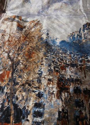 Шелковый платок-картина эмиль пессарро "бульвар монмартр ночью"3 фото