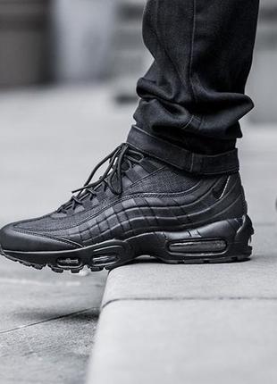 Кроссовки nike air max 95 sneakerboot triple black - 806809-0027 фото