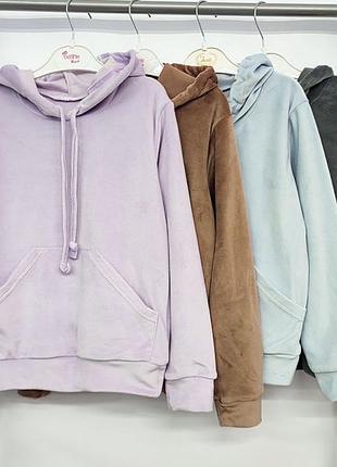 Кофта велюровая джемпер с капюшоном для девочки