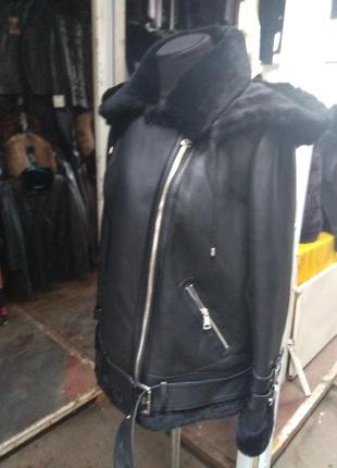 Дублянка пілот авіатор косуха з капюшоном натуральна