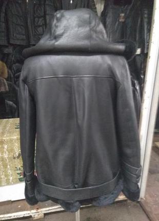 Дублянка пілот авіатор косуха з капюшоном натуральна