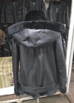 Дублянка пілот авіатор косуха з капюшоном натуральна