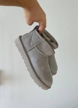 Ugg classic ultra mini light grey premium, женские угги ультра мини серые, жэнкие угги ультра мины, угги женские