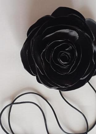 Квітка троянда з атласу чокер на шнурку6 фото