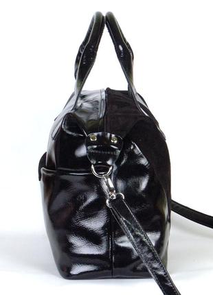 Женская черная лаковая замшевая сумка, цвета в ассортименте2 фото