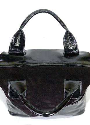 Женская черная лаковая замшевая сумка, цвета в ассортименте4 фото