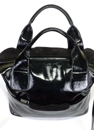 Женская черная лаковая замшевая сумка, цвета в ассортименте3 фото