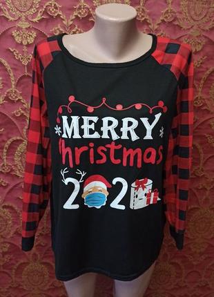Новорічна різдвяна піжамна футболка клітинка