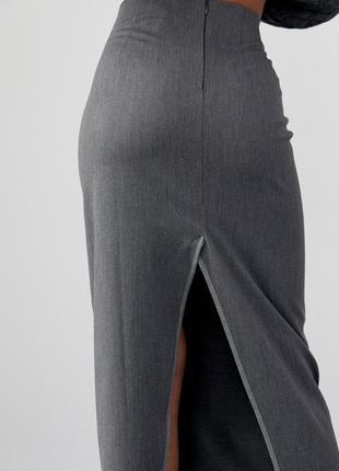 Длинная юбка-карандаш с высоким разрезом - серый цвет, l4 фото