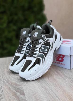 Чоловічі кросівки | new balance 530 | білі/хакі | шкіра/текстиль, :43