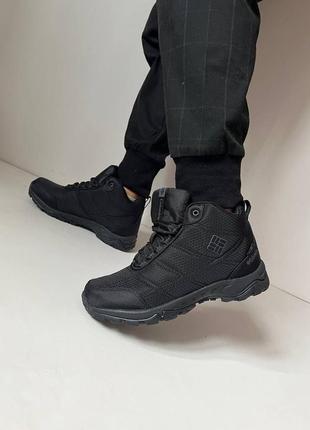 Чоловічі черевики термо захист  з хутром чорні3 фото