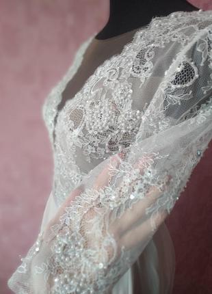 Свадебное платье с фатиновой юбкой белое3 фото
