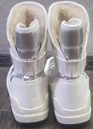 Сапоги дутики женские белые молодежные эко-кожа paolla