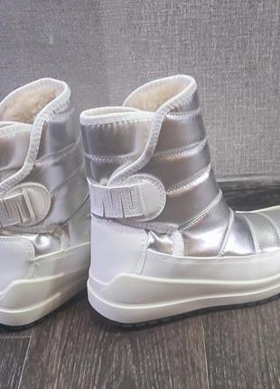 Сапоги дутики женские белые молодежные эко-кожа paolla