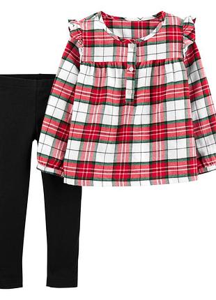 Фланелевая рубашка и лосины carter’s 24m, р 80-86 костюмчик для девч