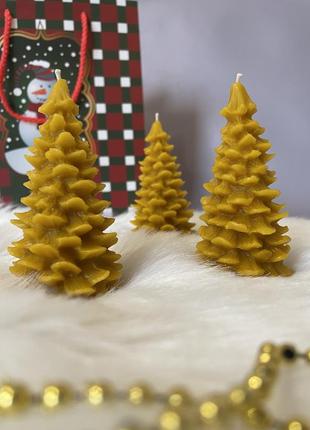 Свічки з натурального воску,новорічні ялинки1 фото
