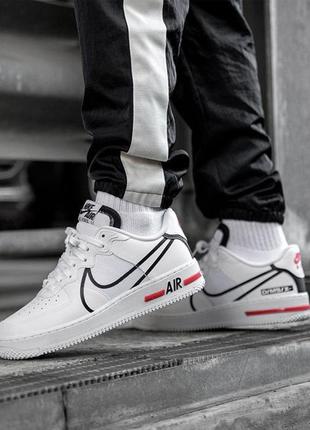 Кроссовки nike air force 1 react white black red8 фото