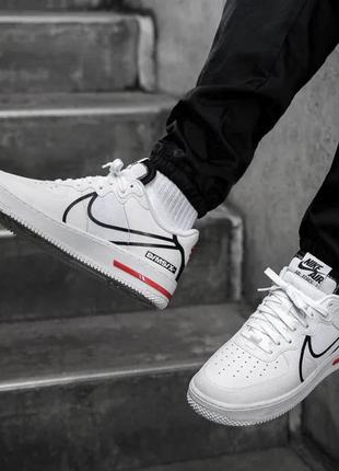 Кроссовки nike air force 1 react white black red7 фото