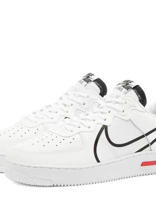 Кроссовки nike air force 1 react white black red2 фото