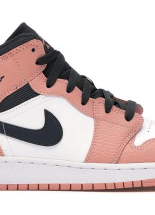 Кроссовки nike air jordan 1 mid pink quartz - 555112-603