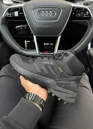 Зимние мужские кроссовки adidas terrrex swift r gore tex fur black (мех) 41-44-45-46
