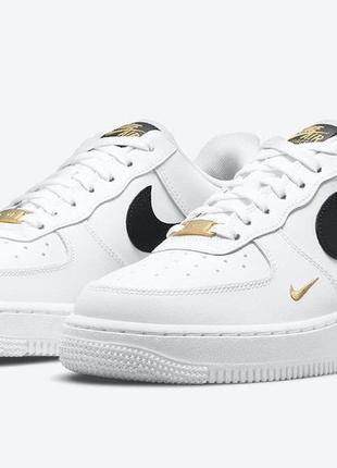 Кроссовки nike air force 1 low '07 essential white black gold mini swoosh3 фото