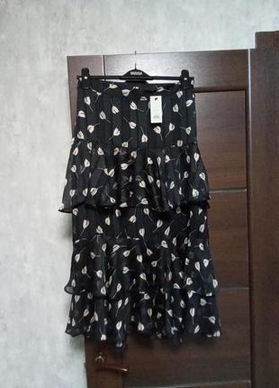 Брендовая новая красивая шифоновая юбка р.10-12.5 фото