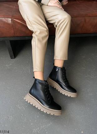 Ботинки сапоги челси зима натуральная кожа черный