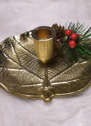 Стильний металевий свічник декор для столу на свята різдво3 фото