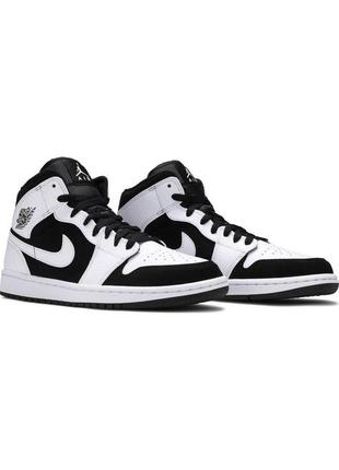 Кроссовки nike air jordan 1 mid white black tuxedo3 фото