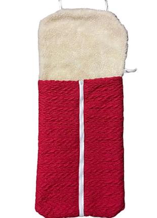 Конверт / чехол для санок из искусственной овчины на молнии красный