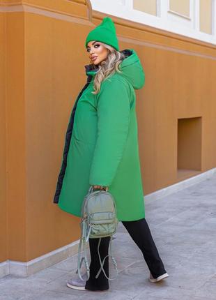 Зимняя куртка двухсторонняя. размер: 50-52, 54-56, 58-60. цвет: черно-зеленый, сине-малиновый6 фото