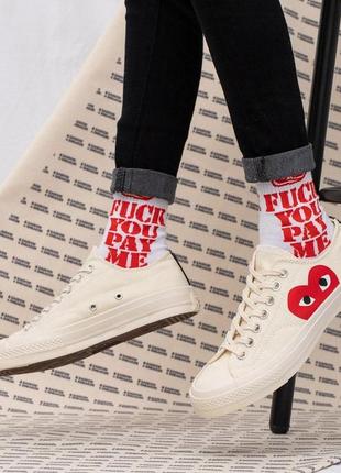 Кеды converse chuck taylor all-star 70s low ox comme des garcons play white8 фото