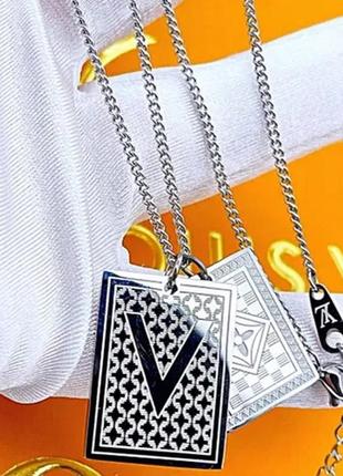Подвеска  в стиле луи витон, медсталь, белая позолота