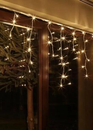 Гірлянда святкова бахрома від мережі 3*0,70 м 120 led з перехідником теплий/холодний білий/мікс/синій