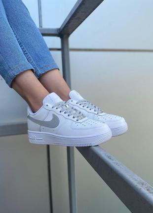 Кроссовки nike air force 1 low 3m reflective swoosh white8 фото