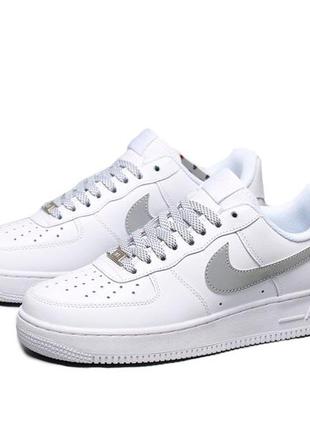 Кроссовки nike air force 1 low 3m reflective swoosh white4 фото