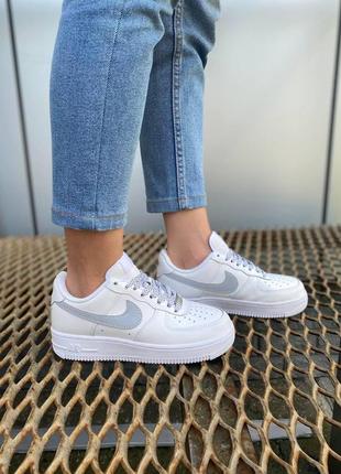 Кроссовки nike air force 1 low 3m reflective swoosh white7 фото