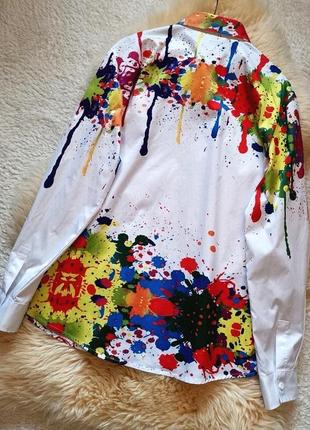 Рубашка с бразгами краски на halloween ding ge fu shi дизайнерская креативная рубашка в краске8 фото