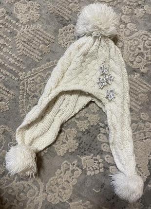 Стильна шапка ушанка на дівчинку 5-8 років