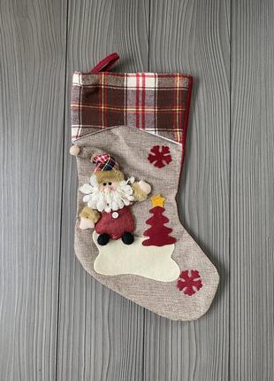Новогодний рождественский носок для декора дома, ступенек, камина