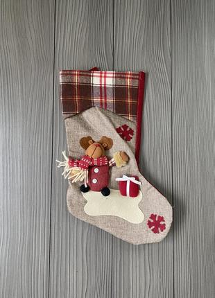 Новорічна різдвяна шкарпетка для декору будинку, сходинок, каміну4 фото
