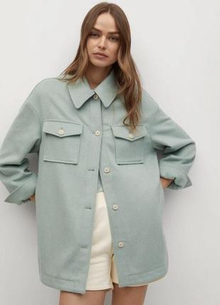 Сорочка - пальто оверсайз куртка сорочка тепла з вовною mango