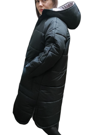 Женская длинная куртка зимняя пуховик силикон 2506 фото