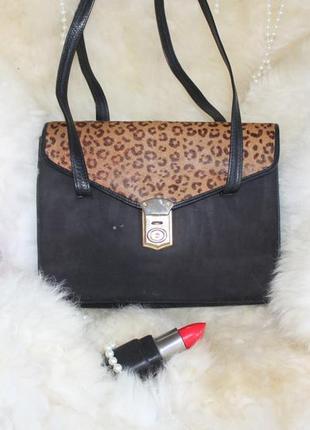 Дорогущая эффектная каркасная кожаная сумка, натуральная кожа, пони, леопард4 фото