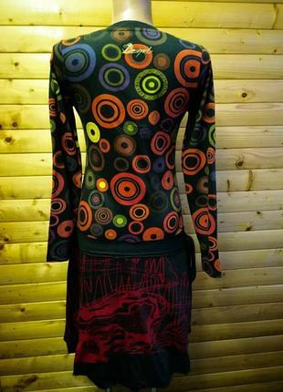 Унікальна барвиста бавовняна сукня із спідницею-балон іспанського бренду desigual6 фото