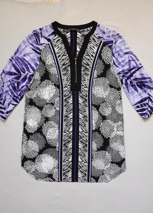 Классная лёгкая удлинённая кофточка рукав 3/4 принт абстракция david emanuel