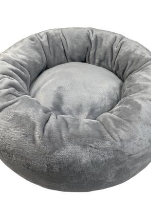 Лежак махровый для животных, серый1 фото
