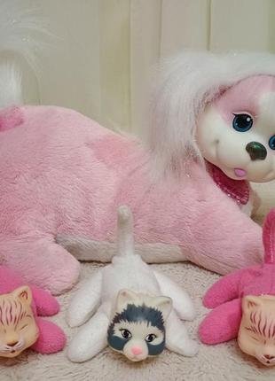 Беременная собака puppy surprise розовая с белым волосами + 3 котят6 фото